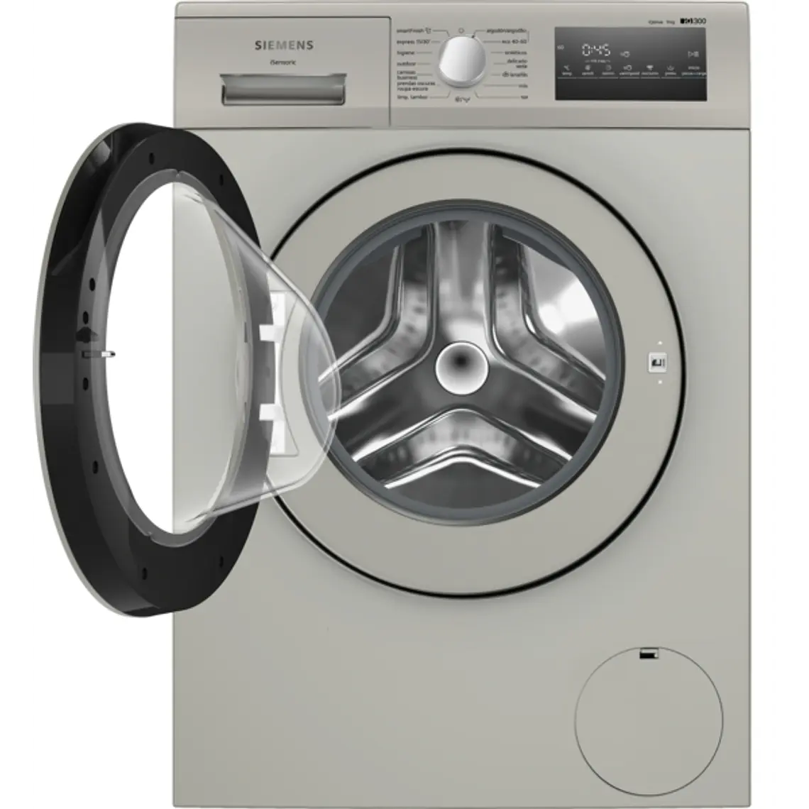 SIEMENS iQ300, Lavadora de carga frontal, 9 kg, 1400 rpm, Acero mate antihuellas 2