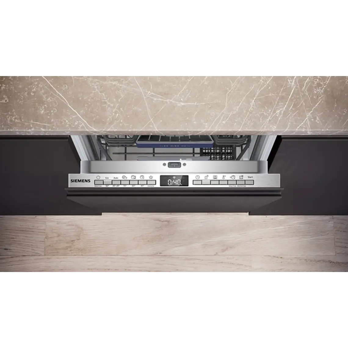 SIEMENS iQ300, Lavavajillas totalmente integrable, 45 cm, Puerta deslizante 3