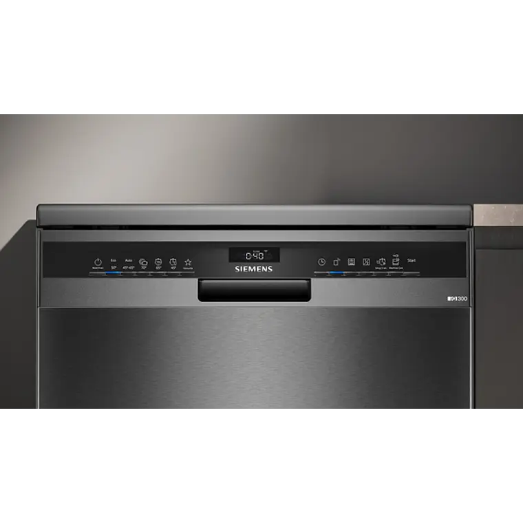 SIEMENS iQ300, Lavavajillas de libre instalación, 60 cm, Acero negro antihuellas 2
