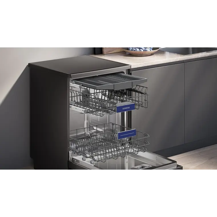 SIEMENS iQ300, Lavavajillas de libre instalación, 60 cm, Acero negro antihuellas 3