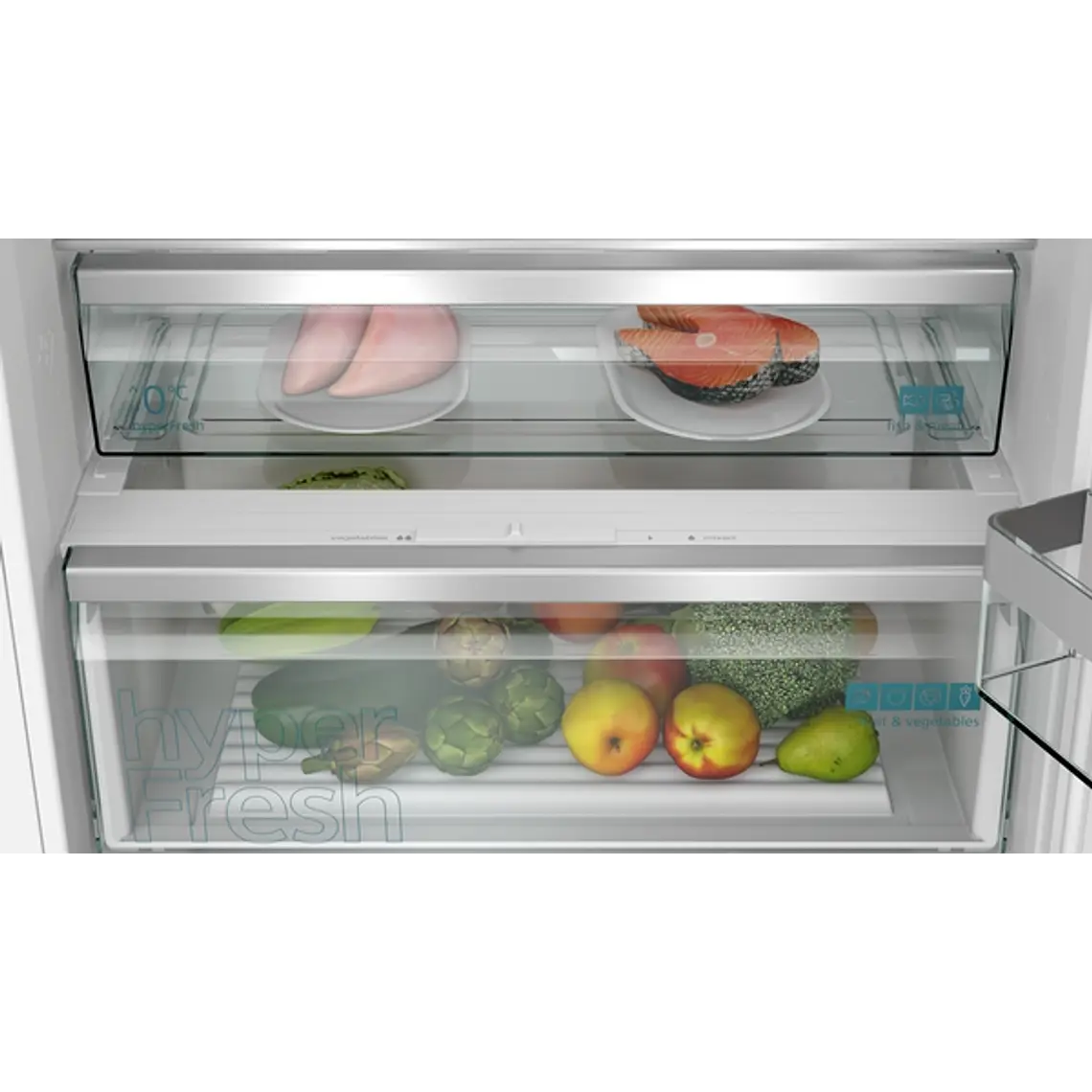 SIEMENS iQ300, Refrigerador combi integrable, 193.5 x 69.1 cm, Puerta deslizante 4