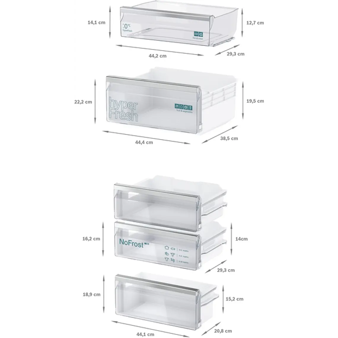 SIEMENS iQ300, Refrigerador combi integrable, 193.5 x 55.8 cm, Puerta fija 7