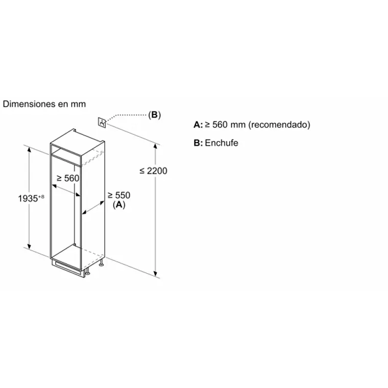 SIEMENS iQ300, Refrigerador combi integrable, 193.5 x 55.8 cm, Puerta fija 21
