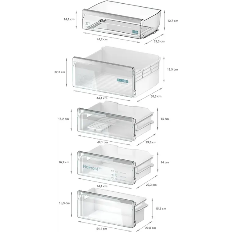 SIEMENS iQ300, Refrigerador combi integrable, 193.5 x 55.8 cm, Puerta fija 8
