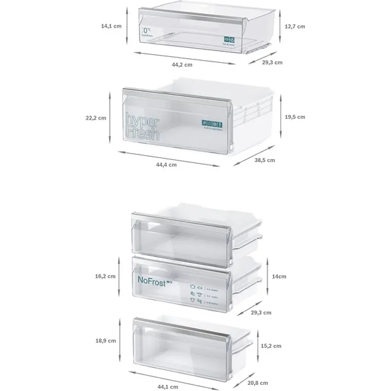 SIEMENS iQ300, Refrigerador combi integrable, 177.2 x 54.1 cm, Puerta deslizante 7