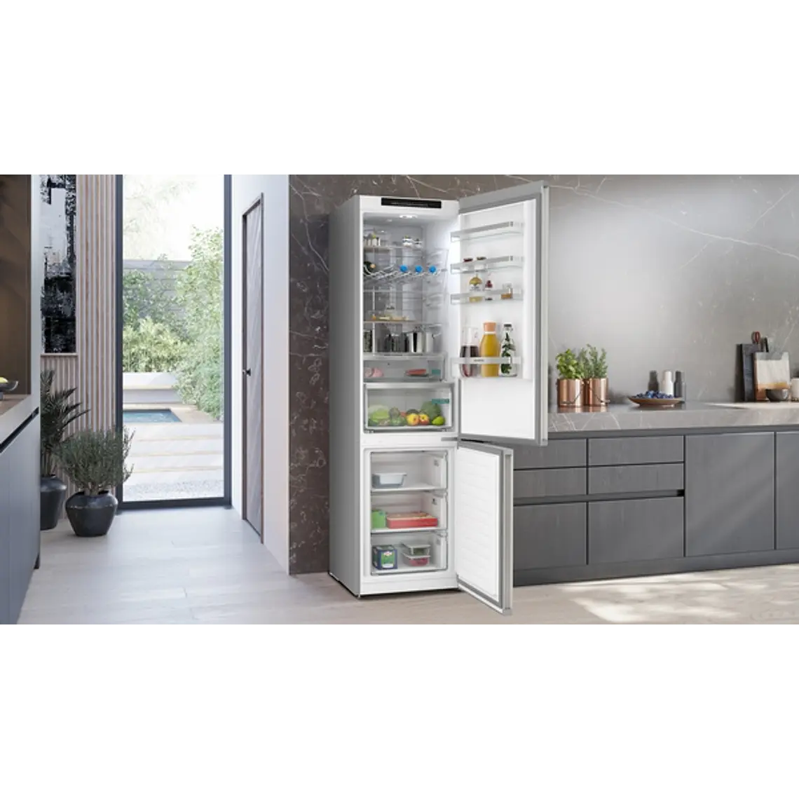 SIEMENS iQ300, Refrigerador combi de libre instalación, 203 x 60 cm, Acero inoxidable 5