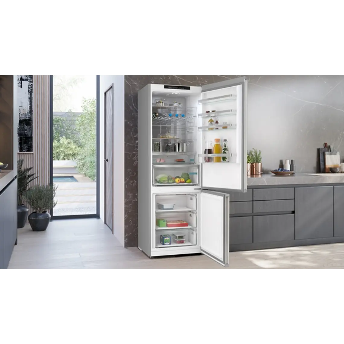 SIEMENS iQ300, Refrigerador combi de libre instalación, 203 x 70 cm, Acero inoxidable 4