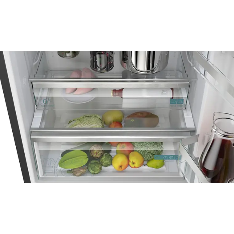 SIEMENS iQ500, Refrigerador combi de libre instalación, 203 x 70 cm, Acero negro antihuellas 7