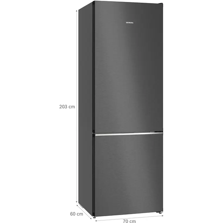 SIEMENS iQ500, Refrigerador combi de libre instalación, 203 x 70 cm, Acero negro antihuellas 10