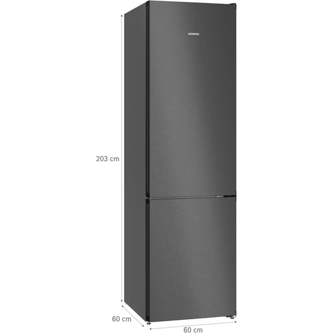 SIEMENS iQ300, Refrigerador combi de libre instalación, 203 x 60 cm, Acero negro antihuellas 10