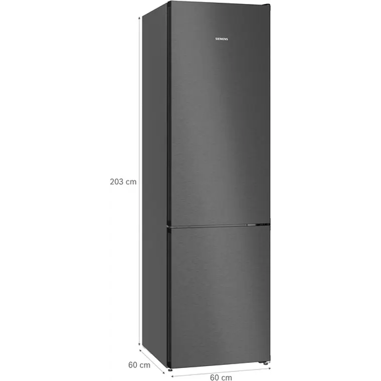 SIEMENS iQ300, Refrigerador combi de libre instalación, 203 x 60 cm, Acero negro antihuellas 10