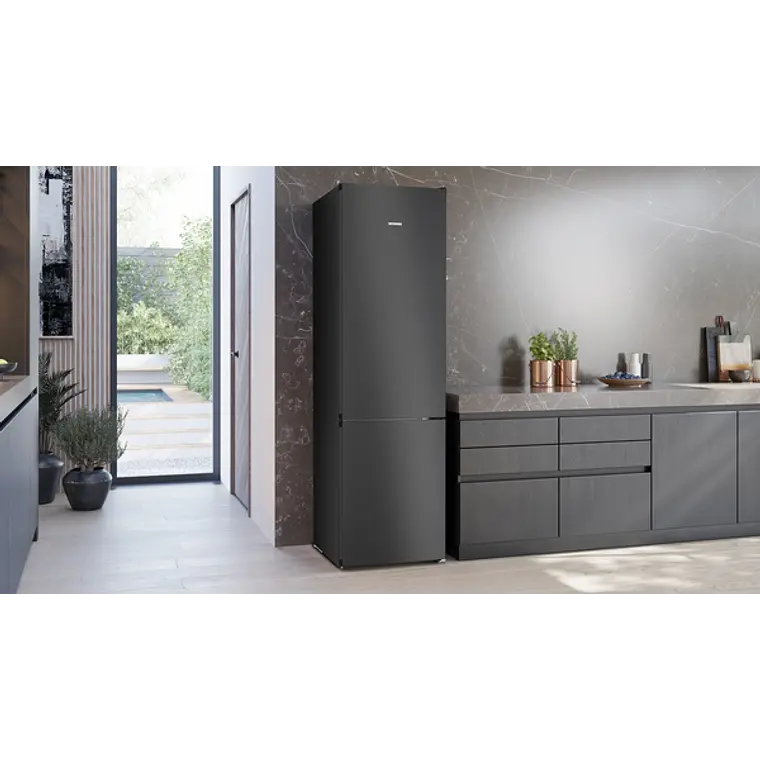 SIEMENS iQ300, Refrigerador combi de libre instalación, 203 x 60 cm, Acero negro antihuellas 3