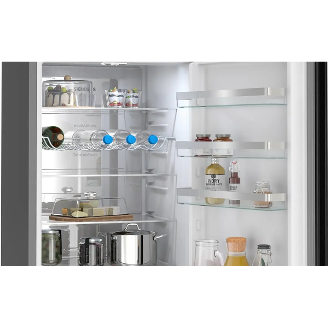 SIEMENS iQ300, Refrigerador combi de libre instalación, 203 x 60 cm, Acero negro antihuellas 5