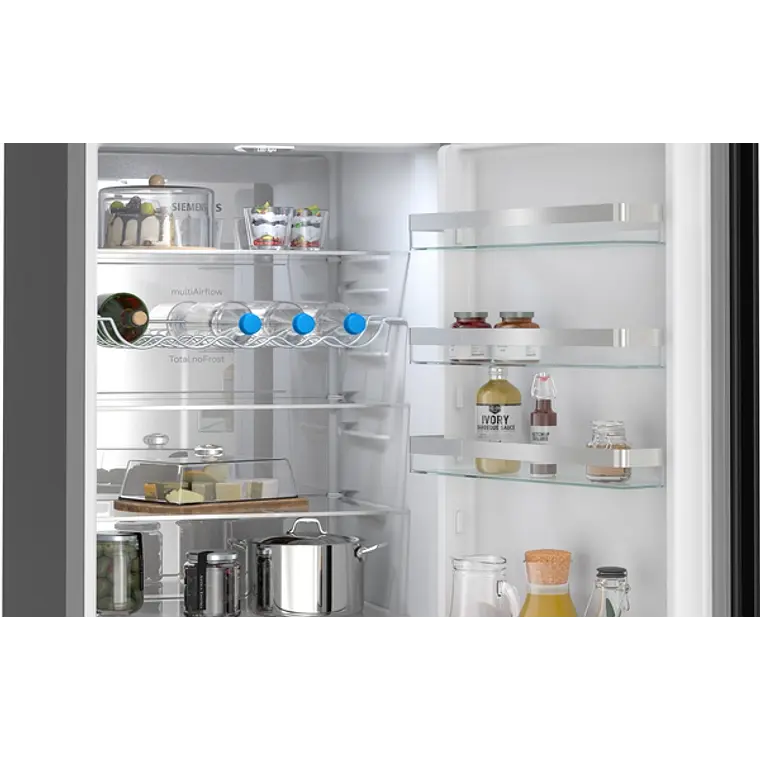 SIEMENS iQ300, Refrigerador combi de libre instalación, 203 x 60 cm, Acero negro antihuellas 5