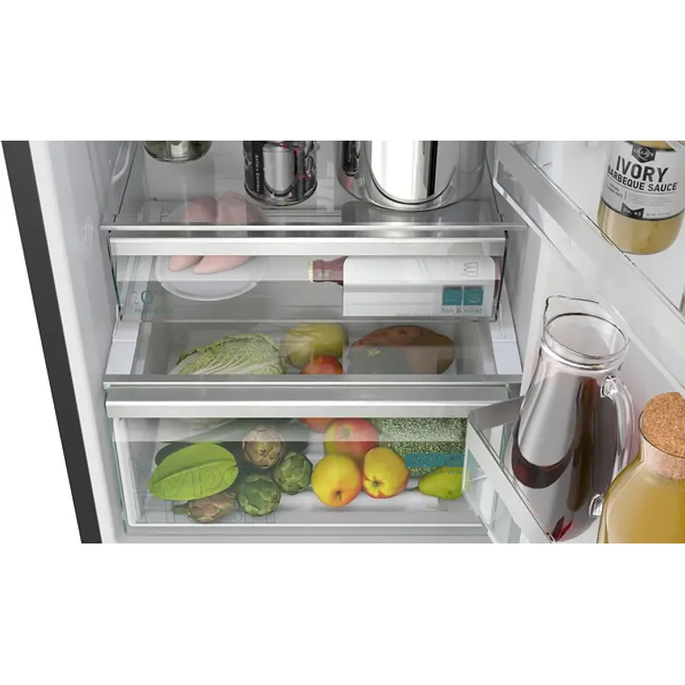 SIEMENS iQ500, Refrigerador combi de libre instalación, 203 x 60 cm, Acero negro antihuellas 7