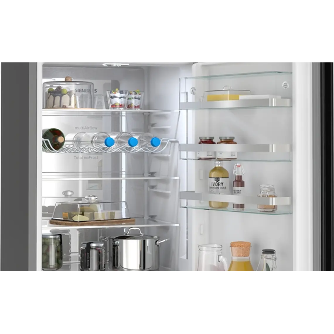 SIEMENS iQ500, Refrigerador combi de libre instalación, 203 x 60 cm, Acero negro antihuellas 5