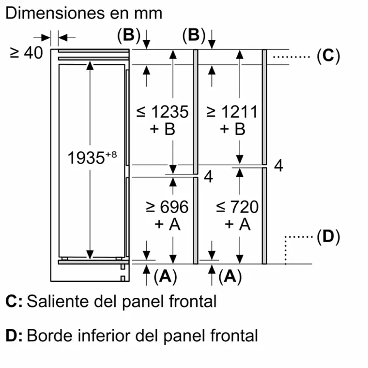 SIEMENS iQ500, Refrigerador combi integrable, 193.5 x 70.8 cm, Cierre SoftClose con puerta fija 18