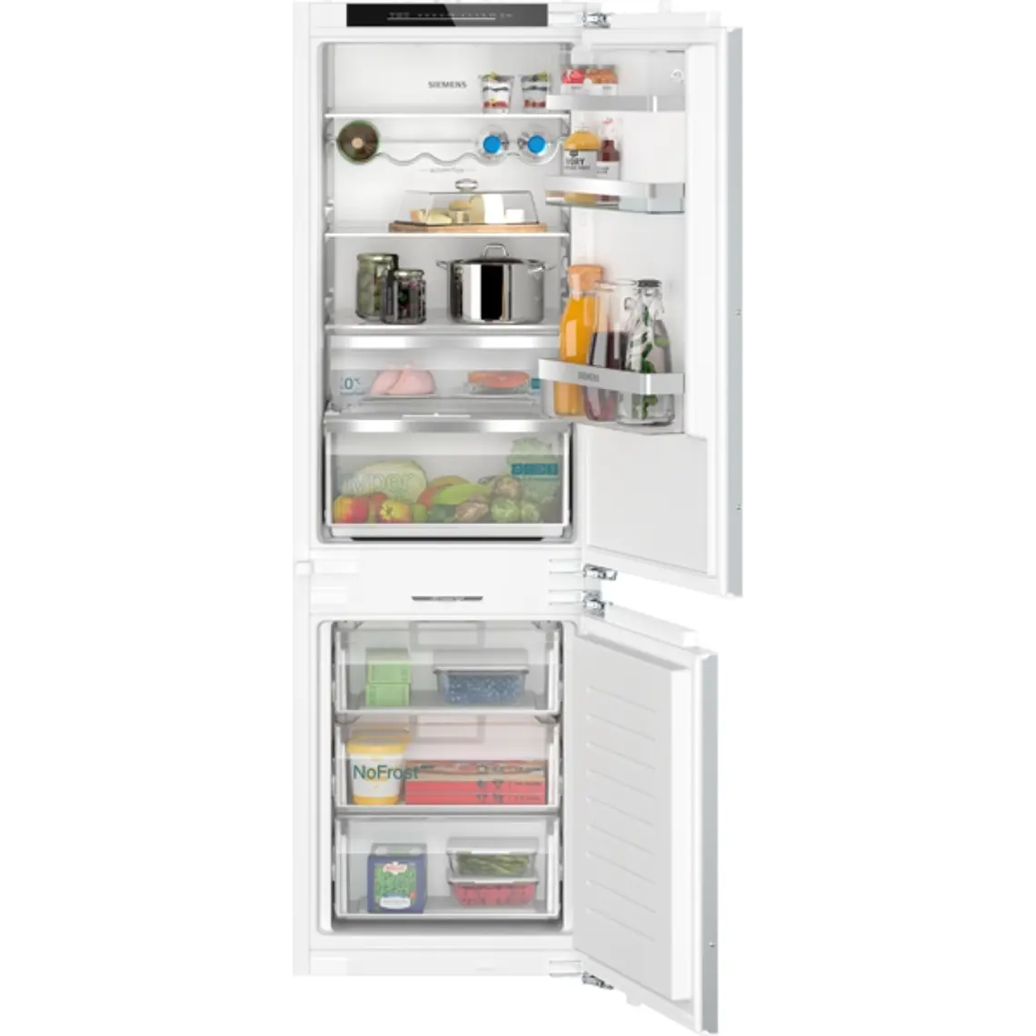 SIEMENS iQ500, Refrigerador combi integrable, 177.2 x 55.8 cm, Cierre SoftClose con puerta fija 1