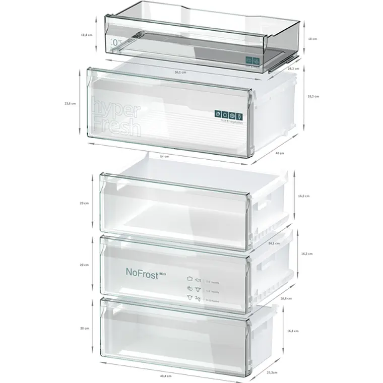 SIEMENS iQ300, Refrigerador combi de libre instalación, 203 x 70 cm, Acero negro antihuellas 8