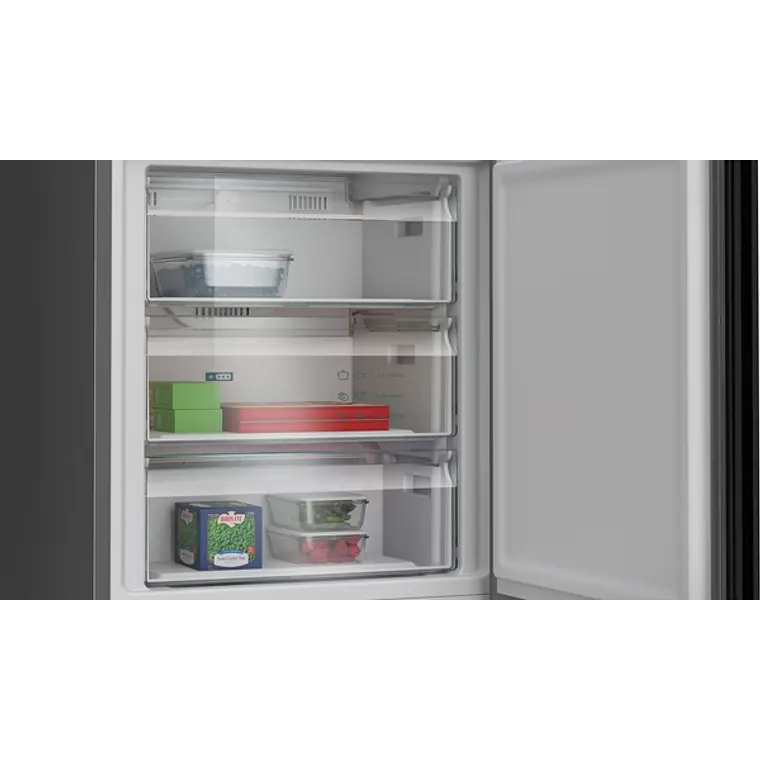 SIEMENS iQ300, Refrigerador combi de libre instalación, 203 x 70 cm, Acero negro antihuellas 6