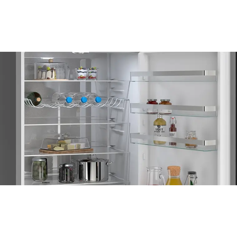 SIEMENS iQ300, Refrigerador combi de libre instalación, 203 x 70 cm, Acero negro antihuellas 5