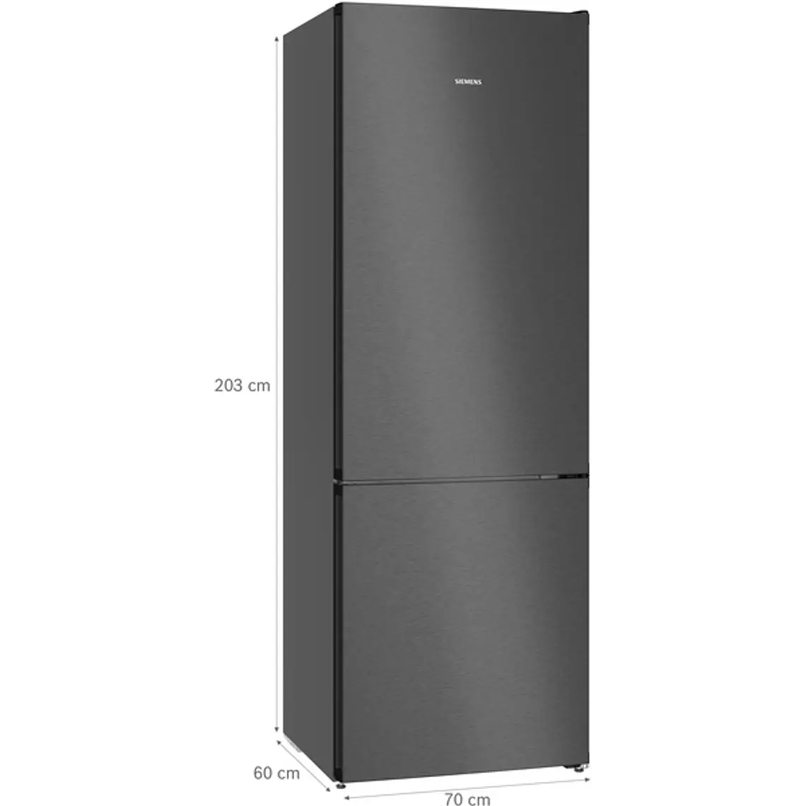 SIEMENS iQ300, Refrigerador combi de libre instalación, 203 x 70 cm, Acero negro antihuellas 10