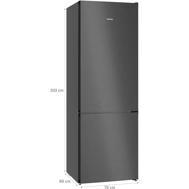 SIEMENS iQ300, Refrigerador combi de libre instalación, 203 x 70 cm, Acero negro antihuellas 10