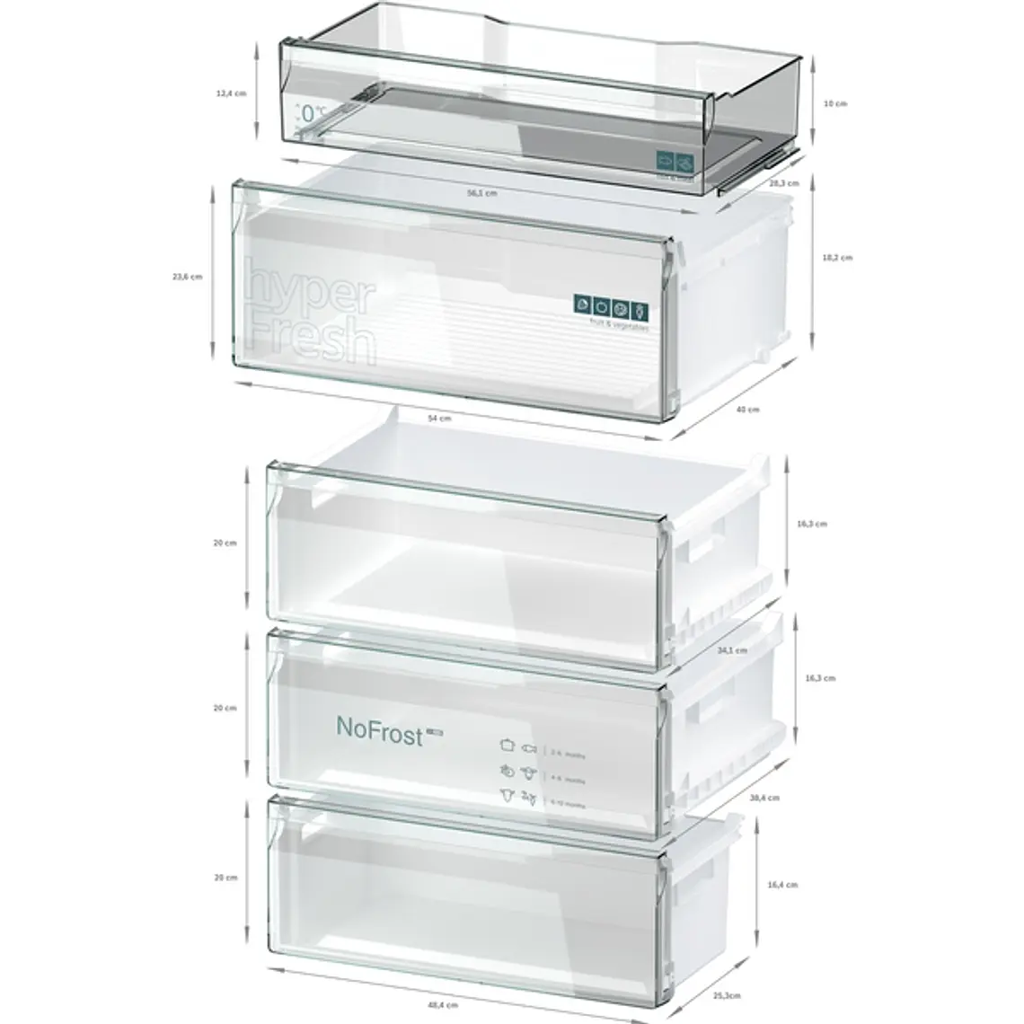 SIEMENS iQ300, Refrigerador combi de libre instalación, 203 x 70 cm, Blanco, Total noFrost 8