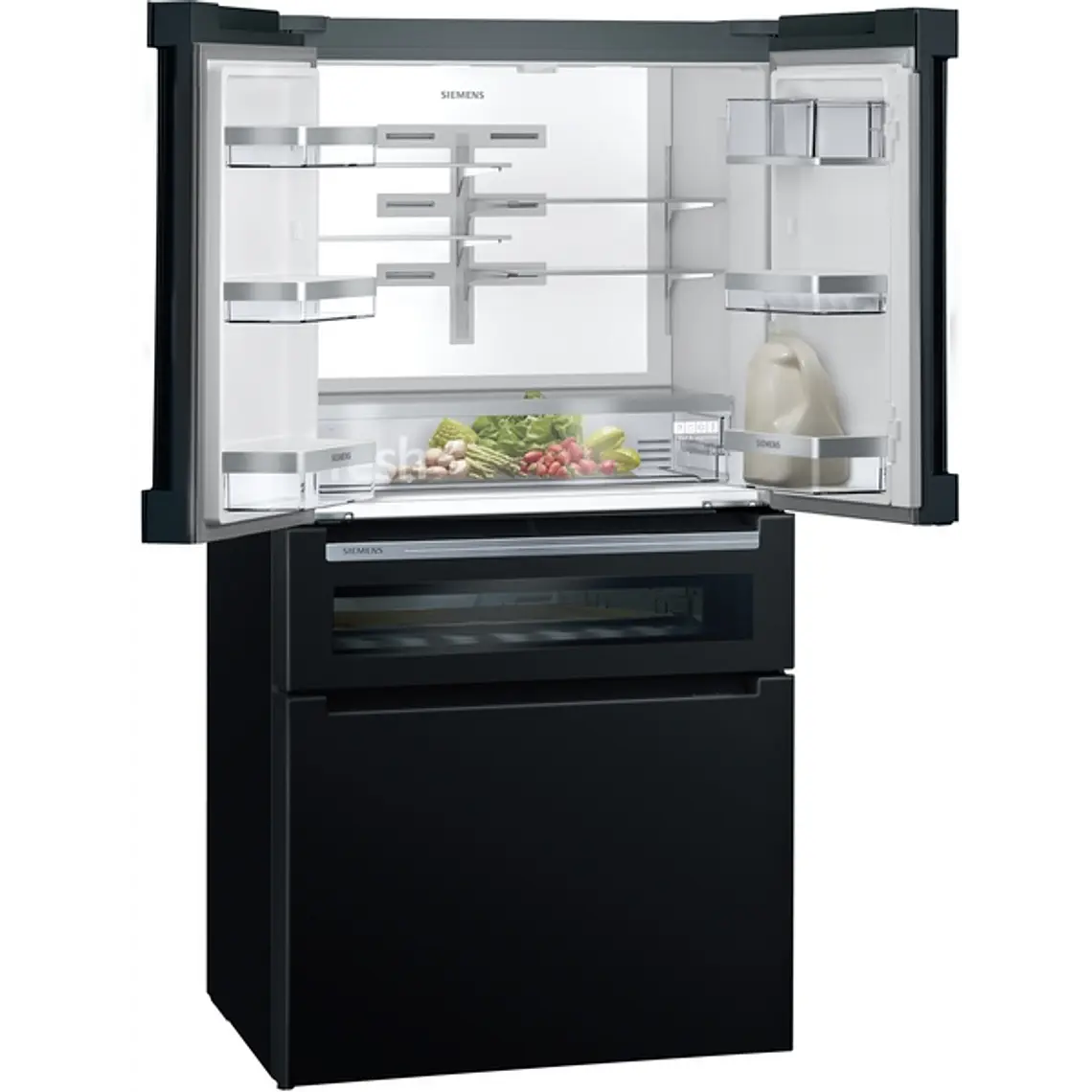 SIEMENS iQ700, Refrigerador French Door con puertas de cristal, 183 x 90.5 cm, Negro, Total noFrost 2