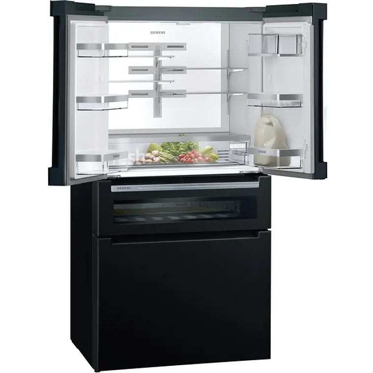 SIEMENS iQ700, Refrigerador French Door con puertas de cristal, 183 x 90.5 cm, Negro, Total noFrost 2