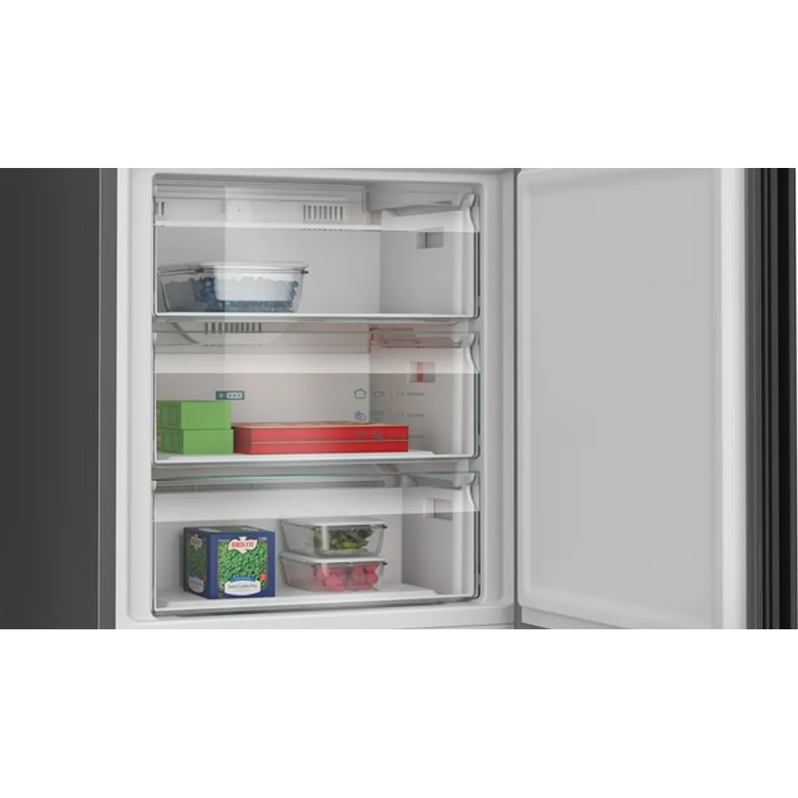 SIEMENS iQ700, Refrigerador combi de libre instalación, Acabado en cristal, 203 x 70 cm, Negro mate satinado, Total noFrost 5