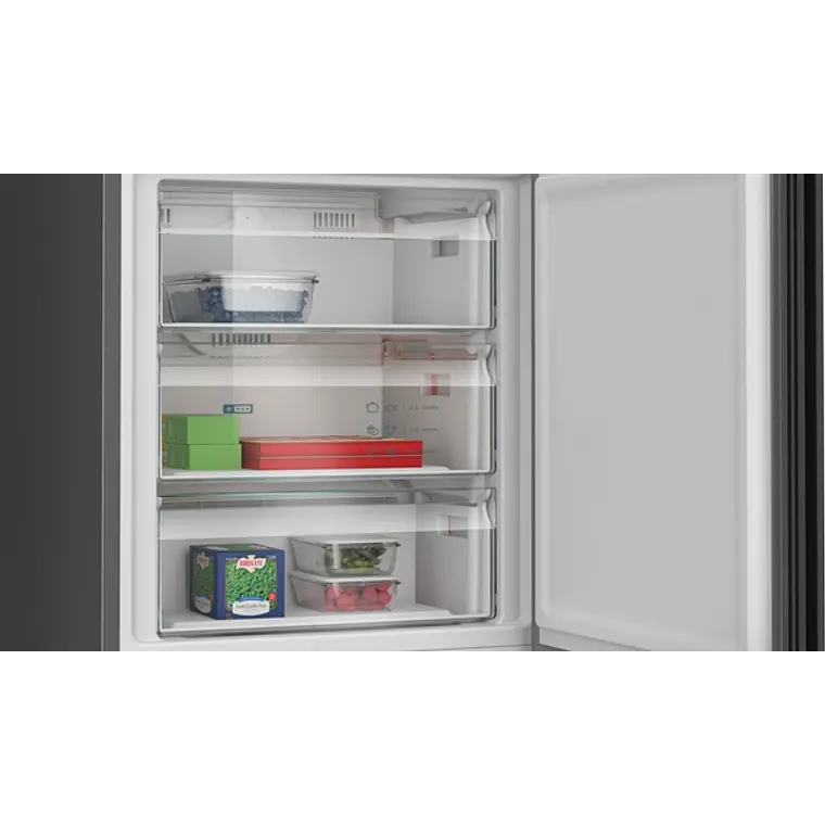 SIEMENS iQ700, Refrigerador combi de libre instalación, Acabado en cristal, 203 x 70 cm, Negro mate satinado, Total noFrost 5