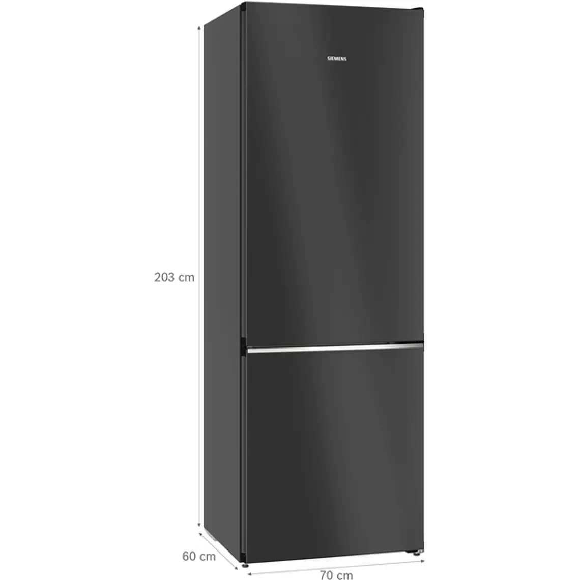 SIEMENS iQ700, Refrigerador combi de libre instalación, Acabado en cristal, 203 x 70 cm, Negro mate satinado, Total noFrost 8