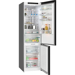 SIEMENS iQ700, Refrigerador combi de libre instalación, Acabado en cristal, 203 x 60 cm, Total noFrost, Negro mate satinado
