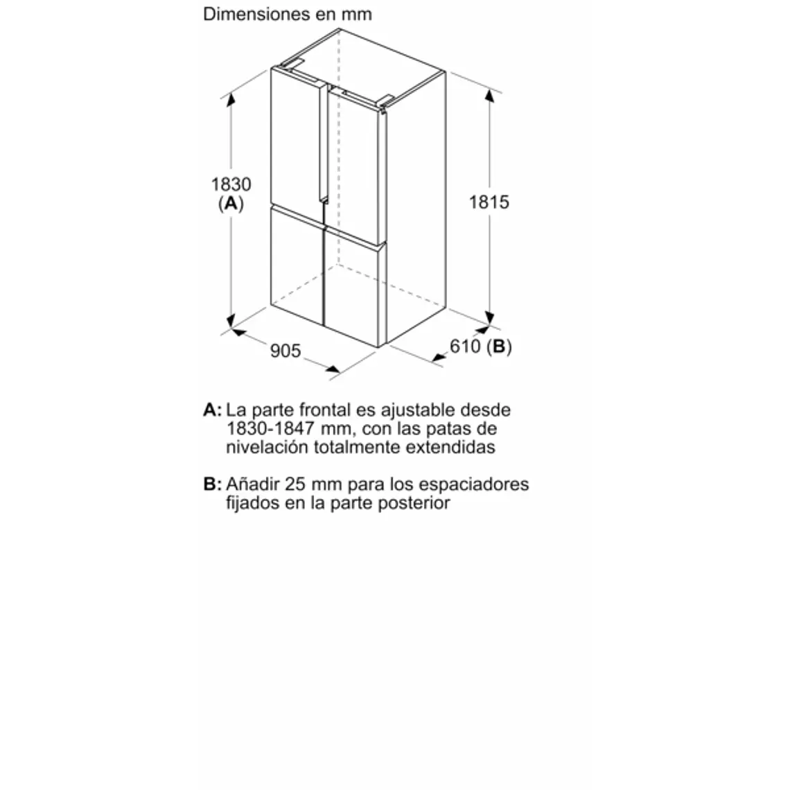 SIEMENS iQ300, Multipuerta, 183 x 90.5 cm, Acero inoxidable 20