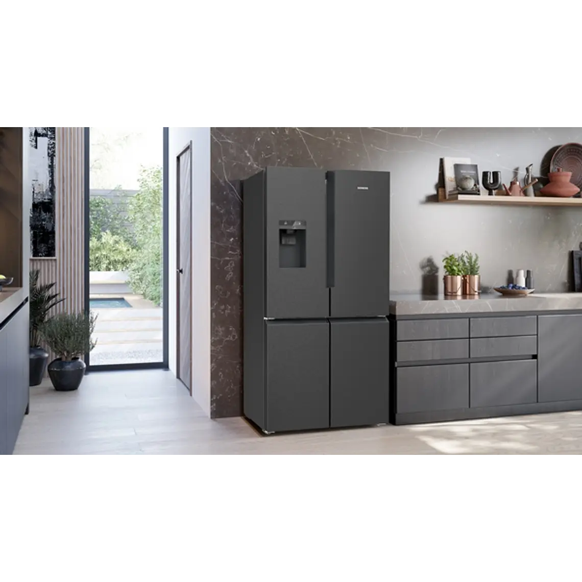 SIEMENS iQ500, Multipuerta, 183 x 90.5 cm, Acero negro antihuellas, Total noFrost 3