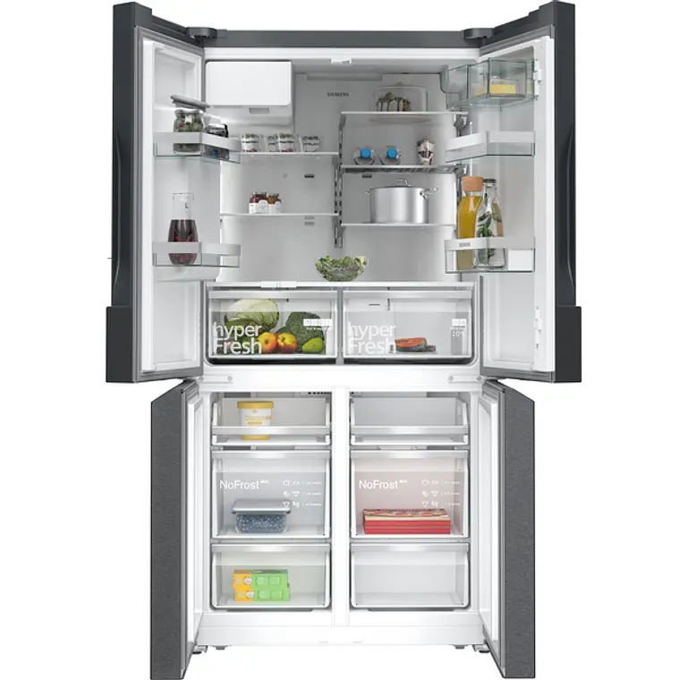 SIEMENS iQ500, Multipuerta, 183 x 90.5 cm, Acero negro antihuellas, Total noFrost 2