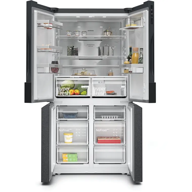 SIEMENS iQ300, Multipuerta, 183 x 90.5 cm, Acero negro antihuellas, Total noFrost 2