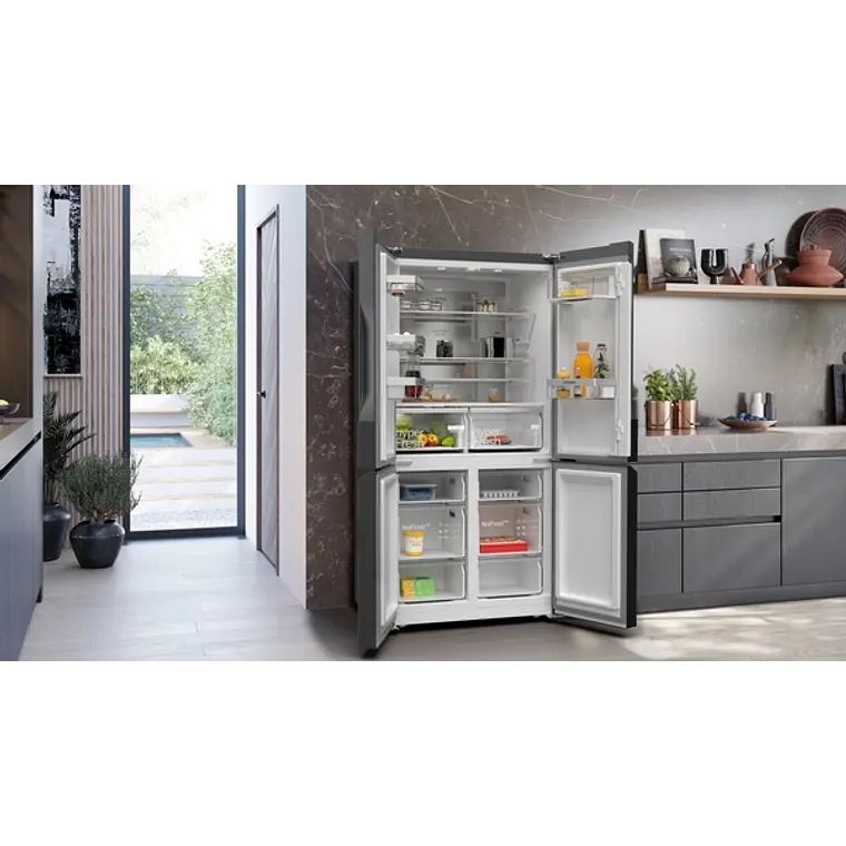 SIEMENS iQ300, Multipuerta, 183 x 90.5 cm, Acero negro antihuellas, Total noFrost 4