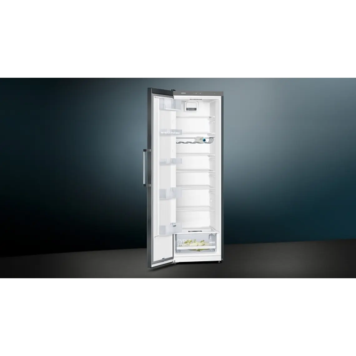SIEMENS iQ300, Refrigerador de libre instalación, 186 x 60 cm, Acero negro antihuellas 2