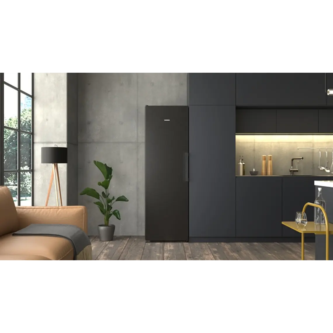 SIEMENS iQ300, Refrigerador de libre instalación, 186.2 x 59.5 cm, Acero negro antihuellas 3