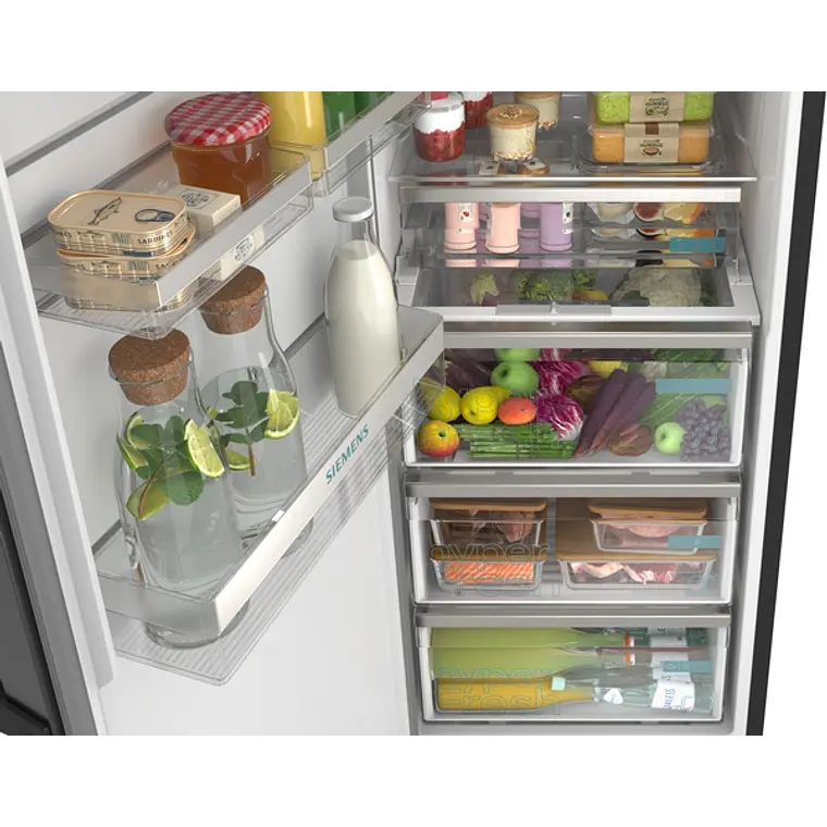 SIEMENS iQ300, Refrigerador de libre instalación, 186.2 x 59.5 cm, Acero negro antihuellas 7