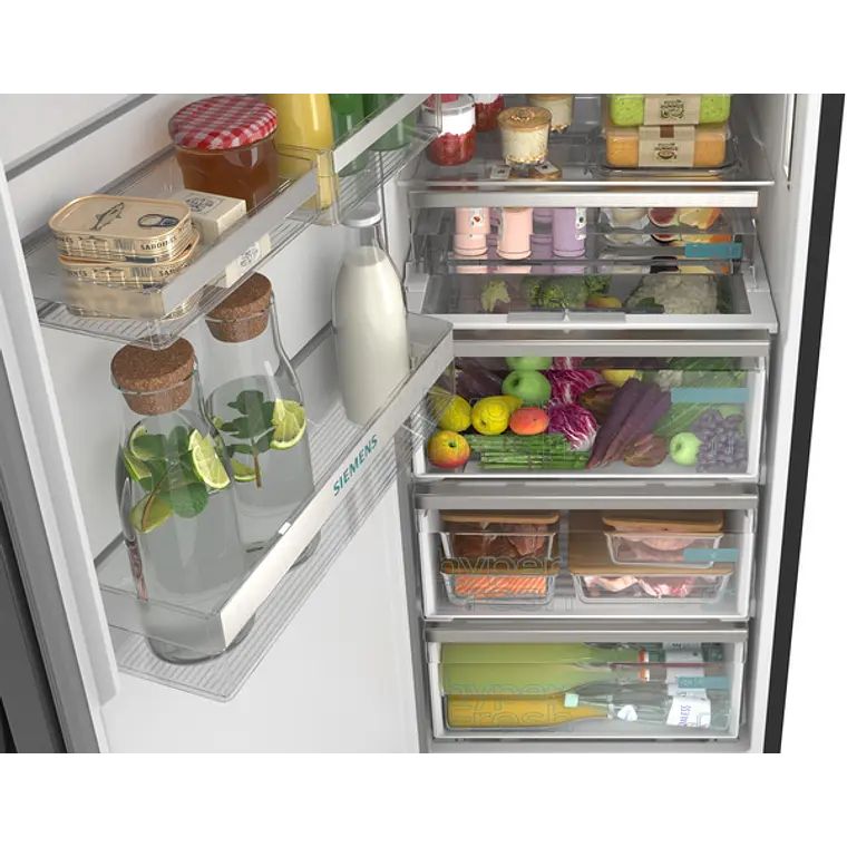 SIEMENS iQ500, Refrigerador de libre instalación, 186.2 x 59.5 cm, Acero negro antihuellas 6