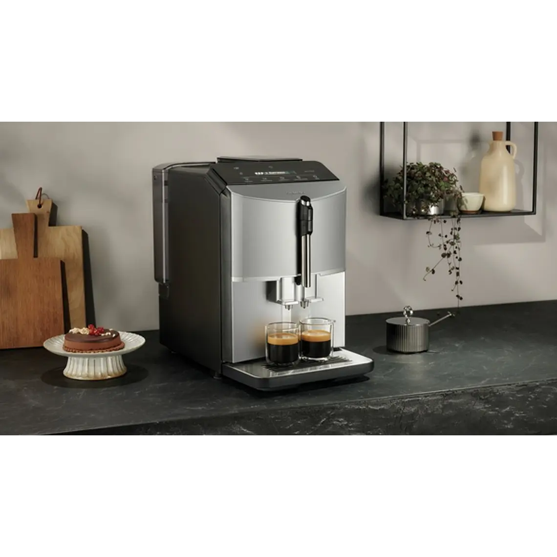 SIEMENS Cafetera superautomática, EQ300, Acero inoxidable metálico 2