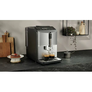 SIEMENS Cafetera superautomática, EQ300, Acero inoxidable metálico