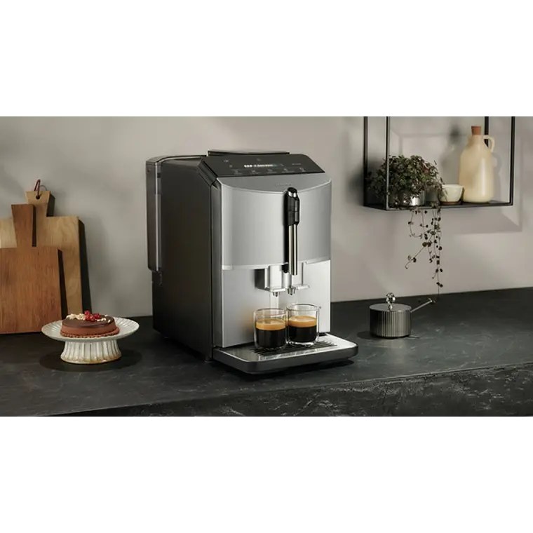 SIEMENS Cafetera superautomática, EQ300, Acero inoxidable metálico 2