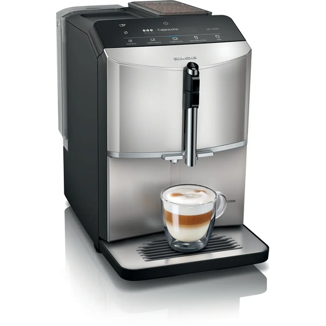 SIEMENS Cafetera superautomática, EQ300, Acero inoxidable metálico 1