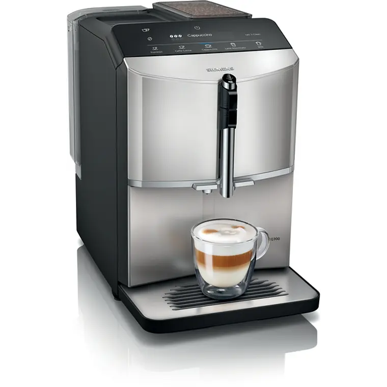SIEMENS Cafetera superautomática, EQ300, Acero inoxidable metálico 1