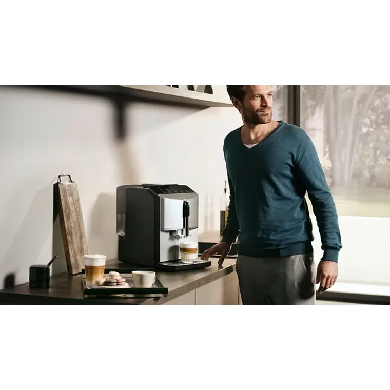 SIEMENS Cafetera superautomática, EQ300, Acero inoxidable metálico 11