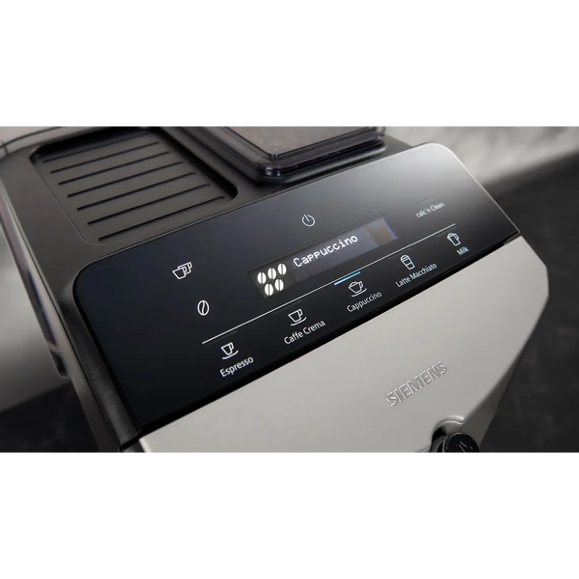 SIEMENS Cafetera superautomática, EQ300, Acero inoxidable metálico 8